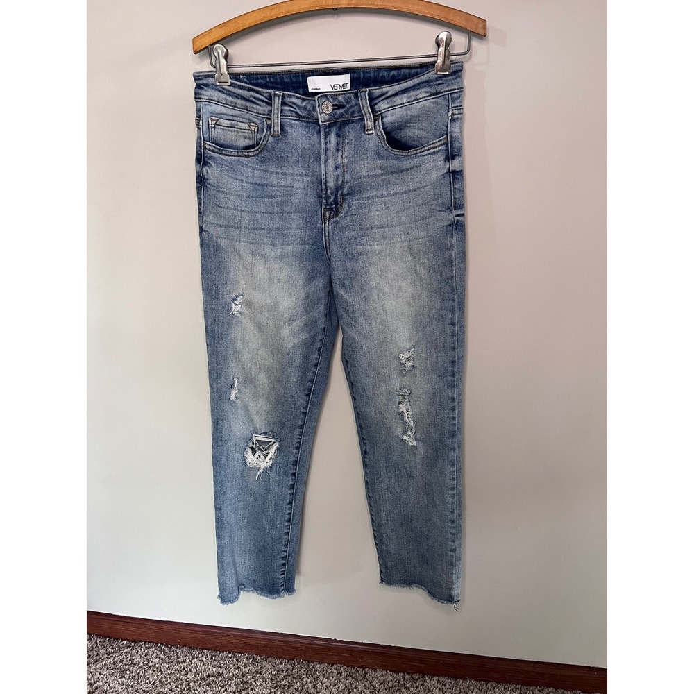 Vervet by Flying Monkey Distressed Raw Hem Skinny Jeans Blue Size 28 V2369